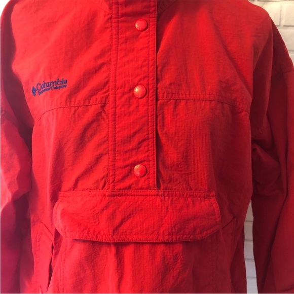 Columbia vintage red oversize water resistant windbreaker pullover snap jacket - Picture 4 of 8